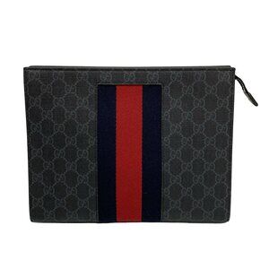 GUCCI GG Plus/GG Supreme Dark Gray Black Multi PVC Chemical Fiber - 581-081825